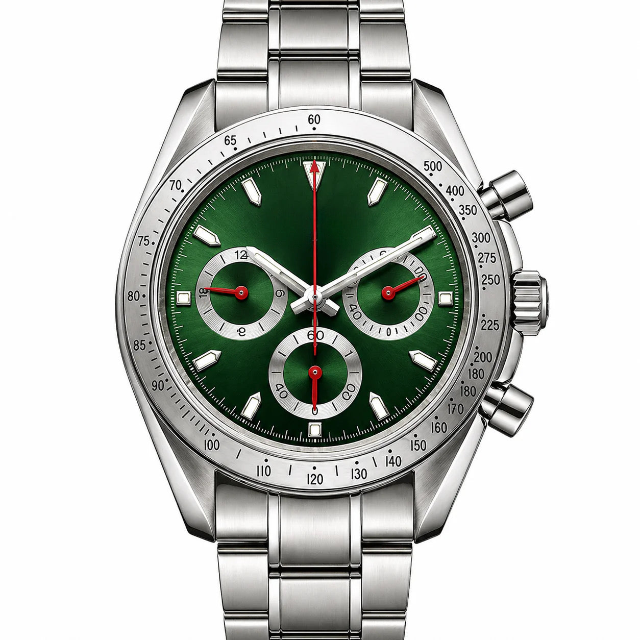 Chrono Silver Green Dial