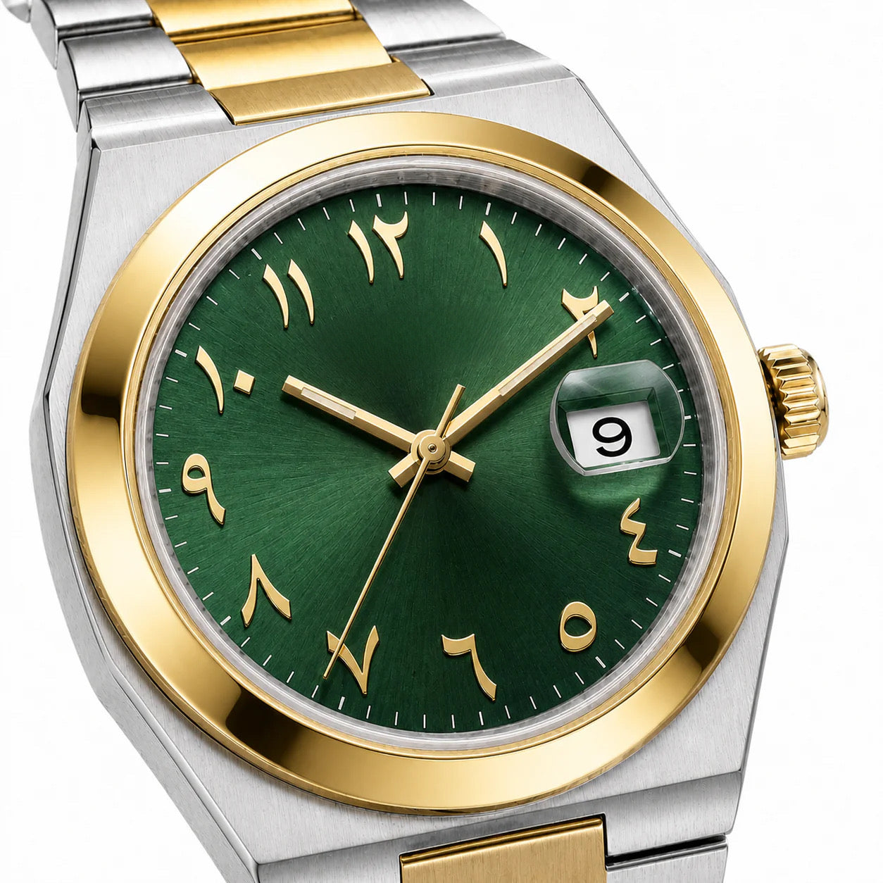 Linea Gold Silver Two Tone Arabic Green Dial