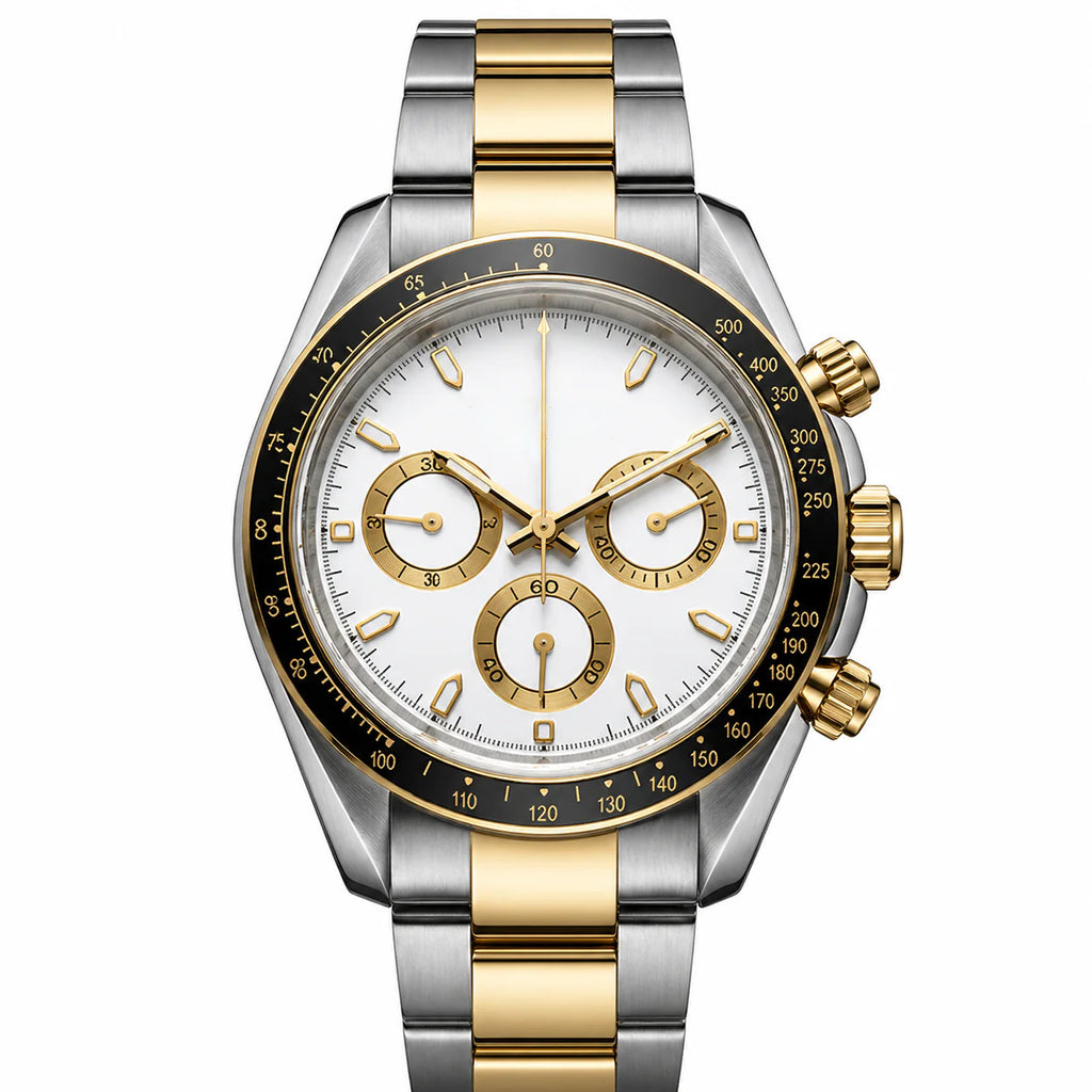 Two Tone Gold Silver White Dial