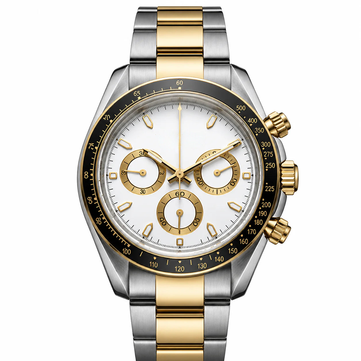 Two Tone Gold Silver White Dial