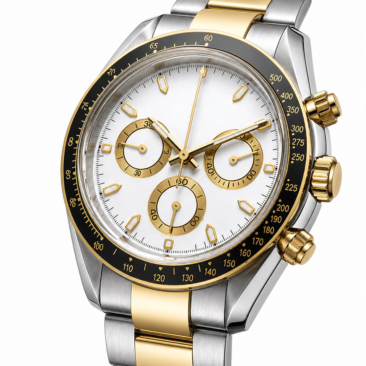 Two Tone Gold Silver White Dial