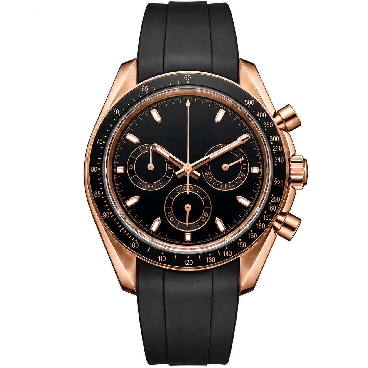 Chrono Rosé Gold Black Dial Style